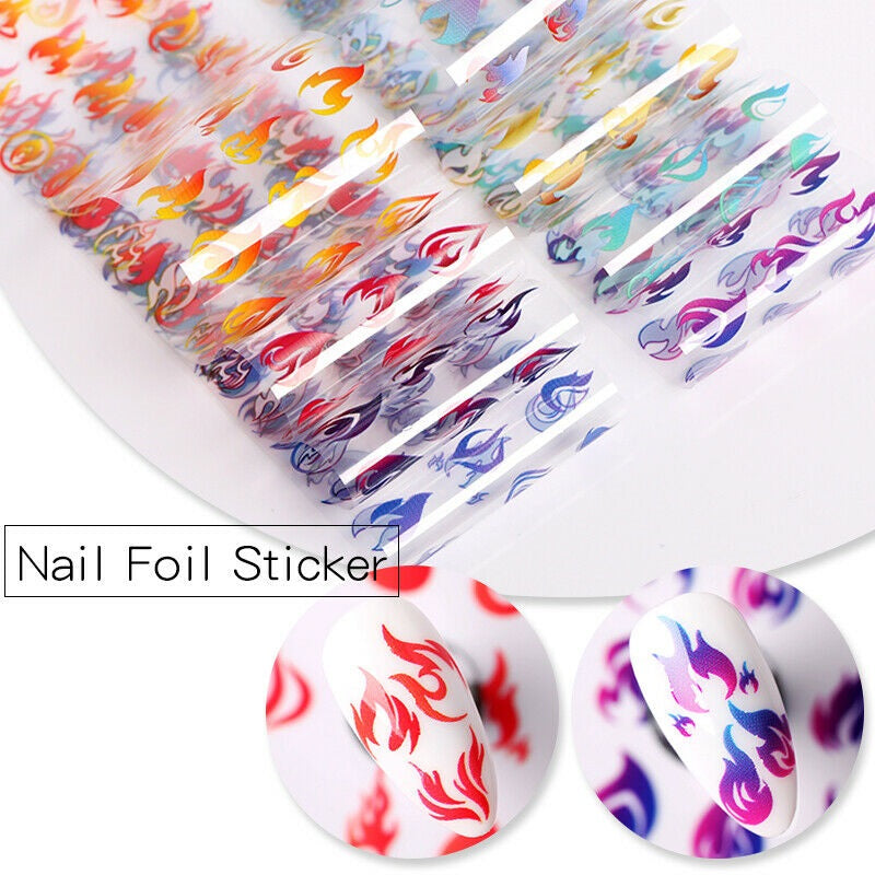 Flame Nail Foil Transfer Nail Art