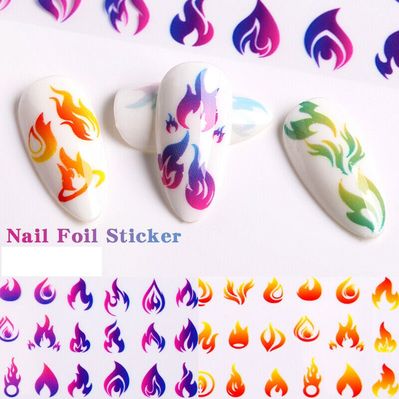 Flame Nail Foil Transfer Nail Art