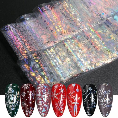 Christmas Holographic Silver Nail Art Foil Set Box