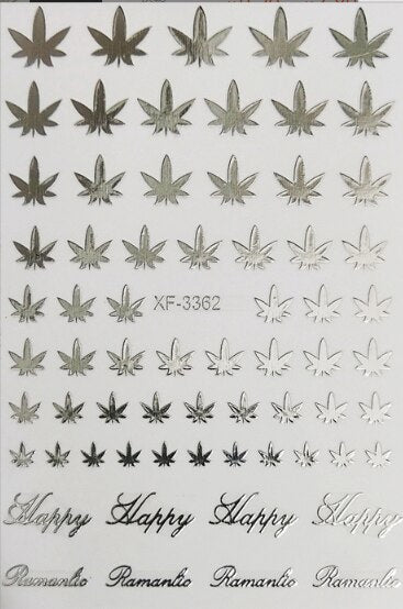 Silver Brand Cannabis Weed Nail Sticker