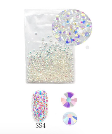 1440pcs AB Transparent Crystal Flat Bottom Rhinestone Nail Art