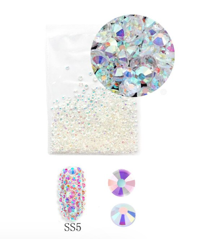 1440pcs AB Transparent Crystal Flat Bottom Rhinestone Nail Art