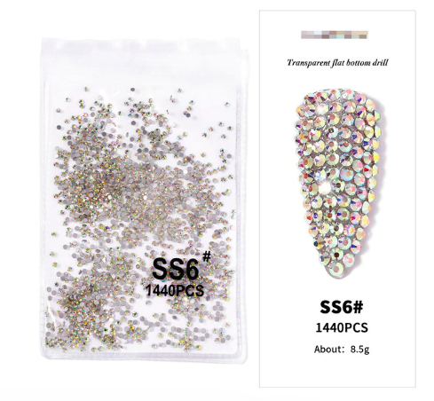 1440pcs AB Crystal Flat Bottom Rhinestone Nail Art