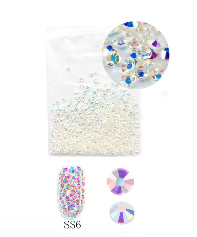 1440pcs AB Transparent Crystal Flat Bottom Rhinestone Nail Art