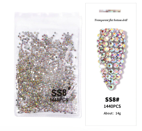 1440pcs AB Crystal Flat Bottom Rhinestone Nail Art