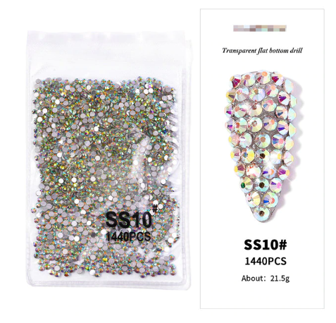 1440pcs AB Crystal Flat Bottom Rhinestone Nail Art