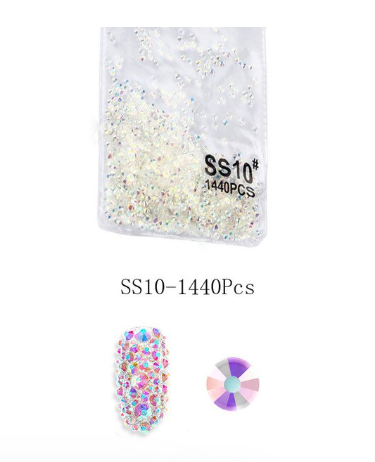 1440pcs AB Transparent Crystal Flat Bottom Rhinestone Nail Art