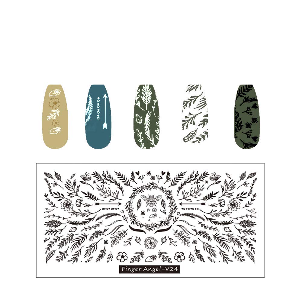 Finger Angel Leaves Stamping Plate - V24