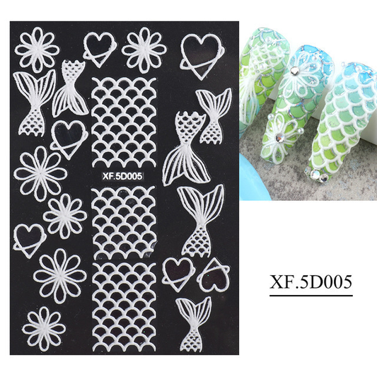 Flower 5D Embos Nail Art Sticker