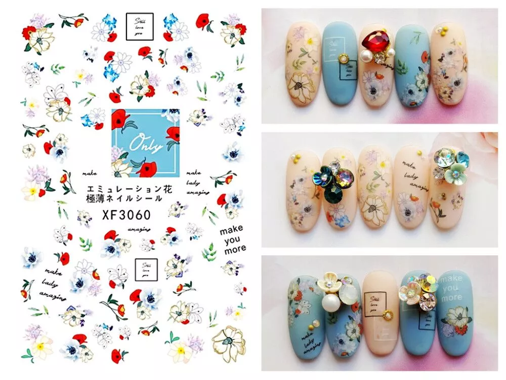 Flower Water Color Nail Art Sticker