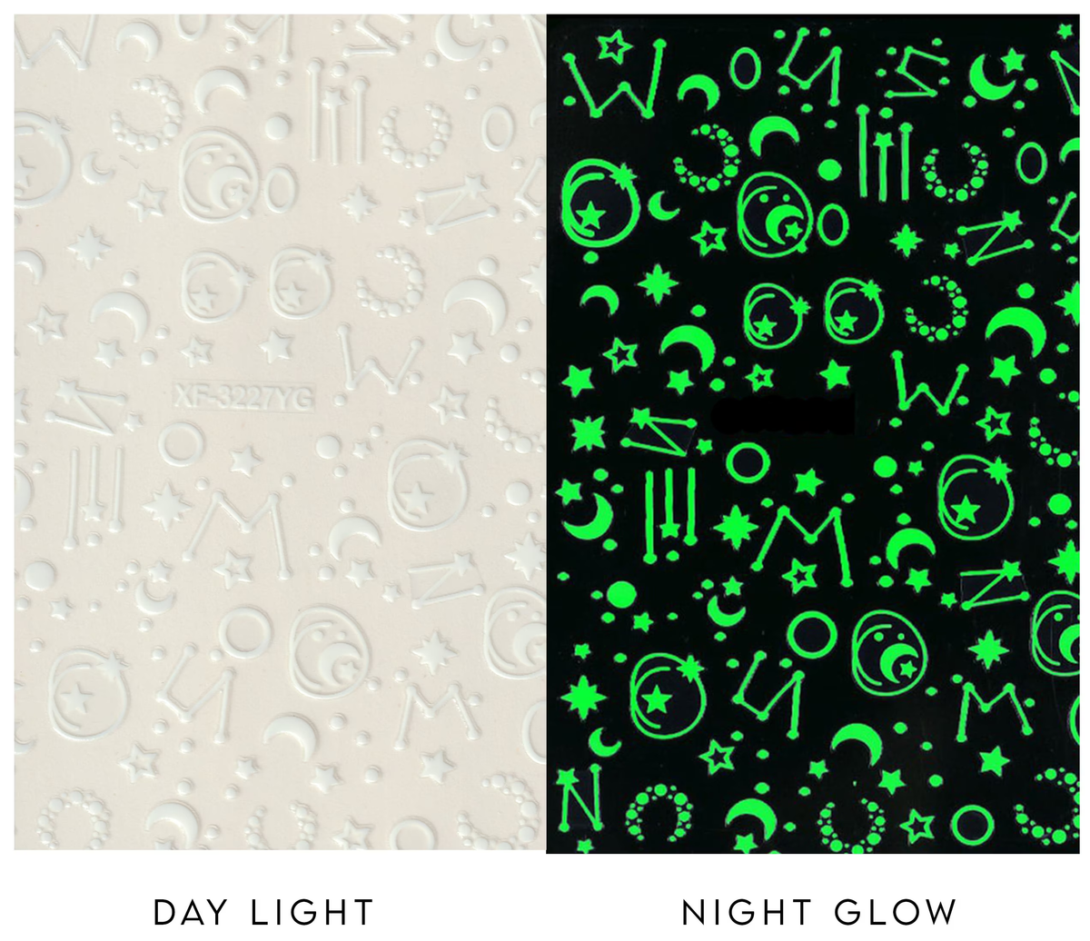 Glow in the dark Space Stars Moon Nail Sticker