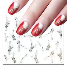 Silver Zip Nail Art Sticker